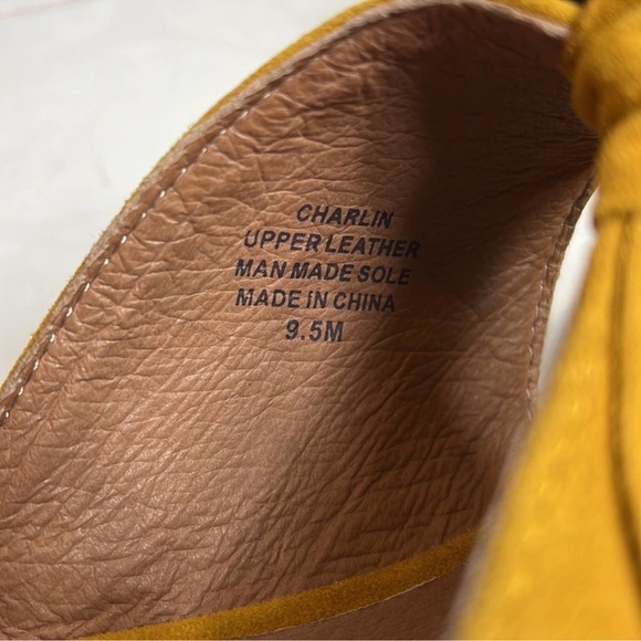 Jeffrey Campbell Genuine Leather Suede Gold Charlin Slide Slip On Bow Flats - Picture 8 of 11